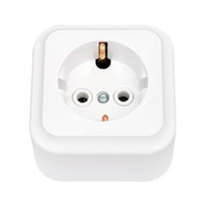 Розетка 1-ая (открытая, с/з) белая, Пралеска, Bylectrica