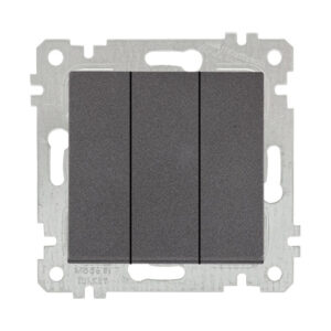 Выключатель 3-клав. (скрытый, без рамки, пруж. зажим) дымчатый, RITA, MUTLUSAN