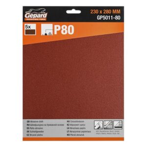 Шлифлист 230х280мм Р80 бум.осн. 5шт. GEPARD (GP5011-80)