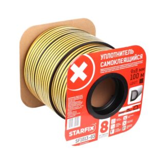 Уплотнитель "D" черный  9х8мм 100м (сдвоенный профиль 2х50м) STARFIX