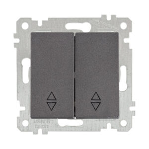Выключатель проходной 2-клав. (скрытый, без рамки, винт. зажим) дымчатый, RITA, MUTLUSAN