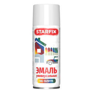 Краска-эмаль аэроз. универсальная белый глянец STARFIX 520мл (9003)