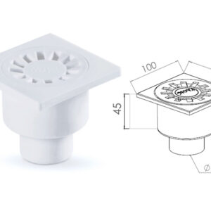 Сливной трап вертикальный D 50 решетка пласт. 100х100 мм, NOVA