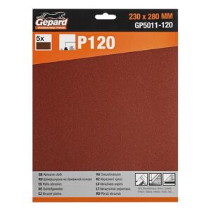 Шлифлист 230х280мм Р120 бум.осн. 5шт. GEPARD (GP5011-120)