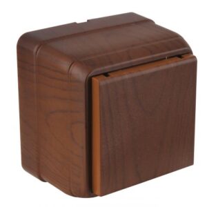 Розетка 1-ая (открытая, с/з, с крышкой) орех, BRON, MUTLUSAN