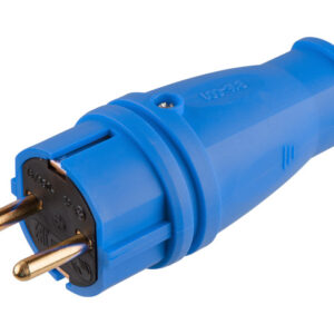 Вилка (с/з, 16А, 250В) каучук, синяя Юпитер