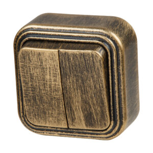 Выключатель 2 клав. (открытый, до 6А) бронз., Стандарт, Юпитер