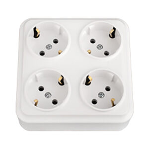 Розетка 4-ая (открытая, с/з) белая, Вариант, Bylectrica