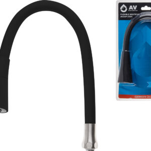 Излив гибкий с двухрежимной лейкой черный для смесителя, AV Engineering