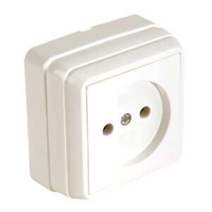 Розетка 1-ая (открытая, б/з) кремовая, BRON, MUTLUSAN