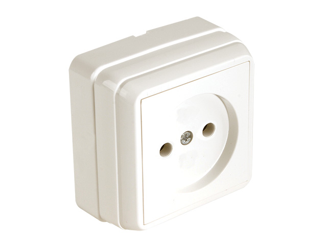 Розетка 1-ая (открытая, б/з) кремовая, BRON, MUTLUSAN