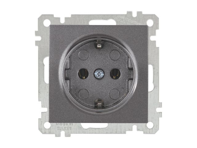 Розетка 1-ая (скрытая, с/з) дымчатая, ELITRA, MUTLUSAN