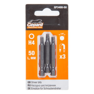 Насадка шестигранник 4мм 1/4" 50мм  3шт GEPARD (GP3400-50)