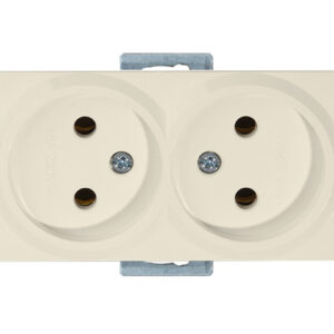 Розетка 2-ая (скрытая, б/з, керамика) кремовая, RITA, MUTLUSAN