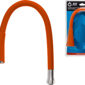 Излив гибкий с двухрежимной лейкой оранжевый для смесителя, AV Engineering