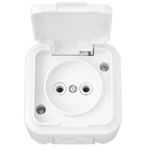 Розетка 1-ая (открытая, б/з, брызг. защ.) белая, Пралеска Аква, Bylectrica