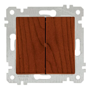 Выключатель 2-клав. (скрытый, без рамки, пруж. зажим) вишня, RITA, MUTLUSAN