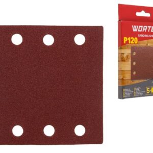 Шлифлист 100х110мм Р120 д/дерева самосцепл. 6 отв. 5шт WORTEX