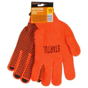 Перчатки утепленные акриловые с ворсом, ПВХ "Точка" 10 р-р, STARTUL