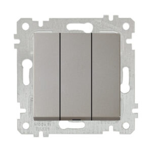 Выключатель 3-клав. (скрытый, без рамки, пруж. зажим) титан, RITA, MUTLUSAN
