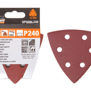 Шлифлист 93мм дельта Р180 д/дерева 6 отв. 5шт. GEPARD (GP5006-180)