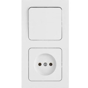 Блок выкл. 1 клав. + розетка (скрытая, б/з) белая, Astrum, BYLECTRICA