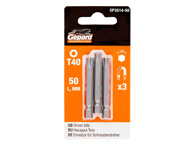 Насадка TORX T40 50мм 3шт GEPARD (GP3514-50)