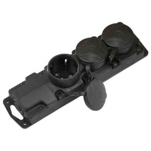 Розетка 3-ая переносная (с/з, 16А, 250В, брызг. защ.) черная, Bylectrica