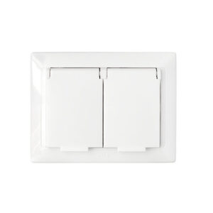 Розетка 2-ая (cкрытая, с/з, брызг. защ.) белая, Стиль, Bylectrica