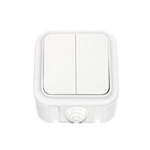 Выключатель 2 клав. (открытый, 6А, брызг. защ.) белый, Пралеска Аква, Bylectrica