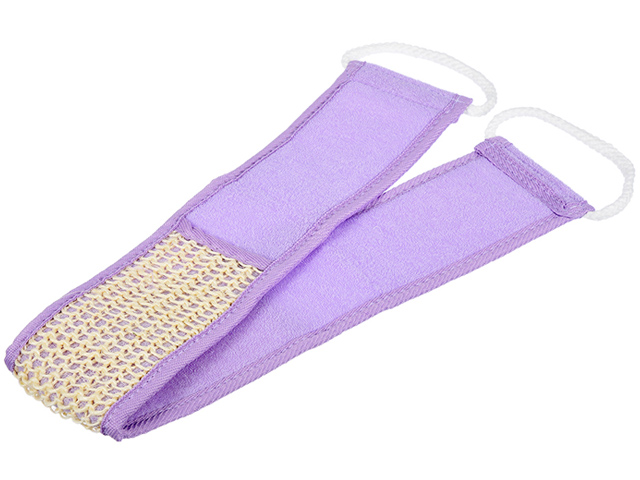 Мочалка из сизаля, лента с сегментами хлопка с веревочной ручкой, 8х70 см, "Банные штучки"