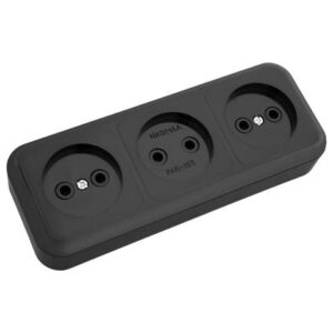 Розетка 3-ая (открытая, б/з) черная, Пралеска, Bylectrica