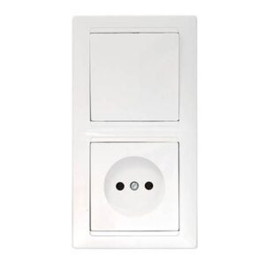 Блок выкл. 1 клав. + розетка (скрытая, б/з) белая, Стиль, Bylectrica
