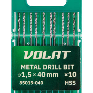 Сверло по металлу ц/х 1.5х18х40 мм HSS, комплект из 10-ти шт ВОЛАТ