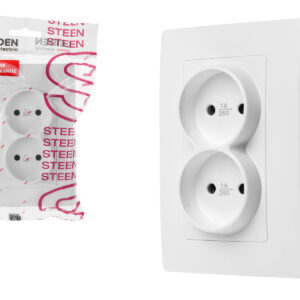 Розетка 2-ая (скрытая, б/з) белая, Steen, LEIDEN ELECTRIC