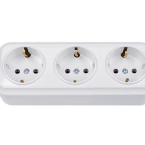 Розетка 3-ая (открытая, с/з) белая, Вариант, Bylectrica