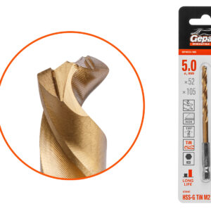 Сверло по металлу шестигр. 5.0х52х105 мм HSS-G TIN GEPARD