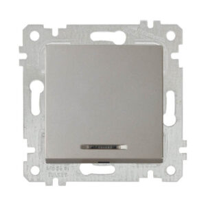 Выключатель 1-клав. (с подсветкой, скрытый, без рамки, винт. зажим) титан, RITA, MUTLUSAN