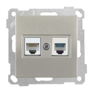 Розетка телефонная + компьютерная (RJ12+Cat5e, скрытая, без рамки) титан, DARIA, MUTLUSAN