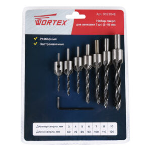 Набор сверл для зенковки 7 шт. (3-10 мм) WORTEX