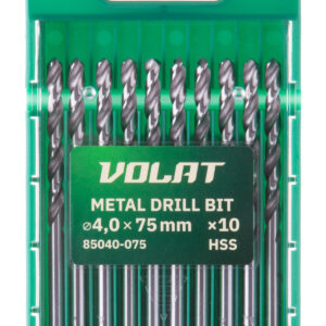 Сверло по металлу ц/х 4.0х43х75 мм HSS, комплект из 10-ти шт ВОЛАТ