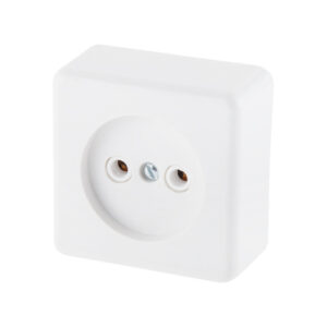 Розетка 1-ая (открытая, б/з) белая, Эконом, Юпитер