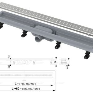 Водоотводящий желоб с порогами для перфорированной решетки (Simple), Alcaplast
