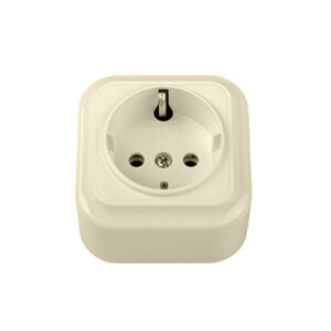 Розетка 1-ая (открытая, с/з) бежевая, Вариант, BYLECTRICA