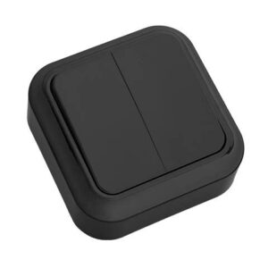 Выключатель 2 клав. (открытый, 6А) черный, Пралеска, Bylectrica