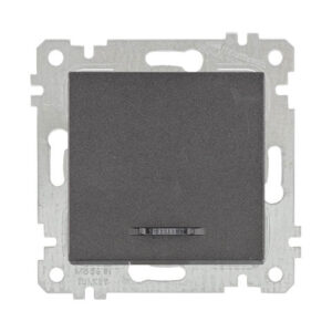 Выключатель 1-клав. (с подсветкой, скрытый, без рамки, винт. зажим) дымчатый, RITA, MUTLUSAN