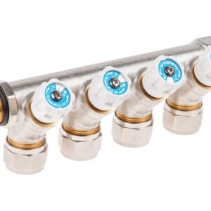 Коллектор с отсекающими вентилями, 3/4" х 4 вых. (16 х 2.0), AV Engineering