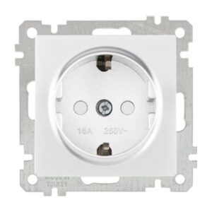 Розетка 1-ая (скрытая, с/з, шторки) белая, ELITRA, MUTLUSAN