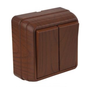 Выключатель 2-клав. (открытый) орех, BRON, MUTLUSAN