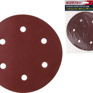 Шлифлист 225 мм Р60 самосцепл. 6 отв. 5 шт. WORTEX для DG 2285